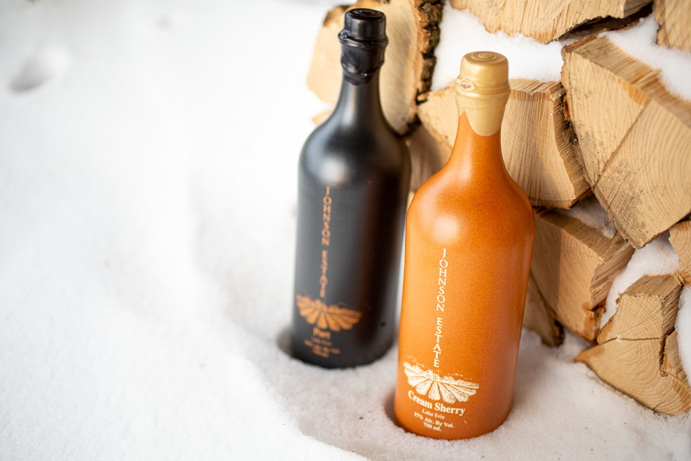 Johnson Estate Port and Cream Sherry, Sherry pairs perfectly with Double Cranberry and Orange Biscotti